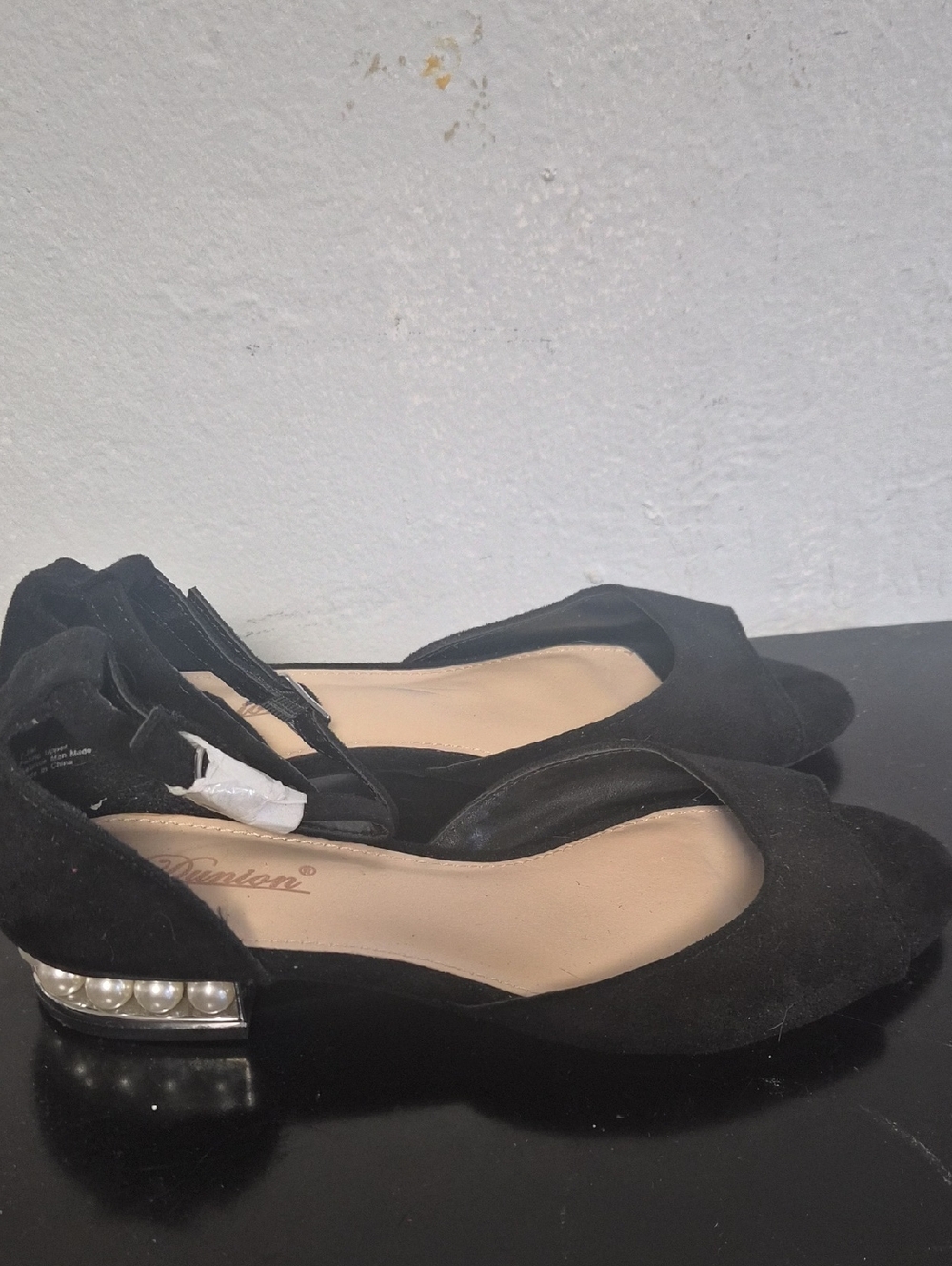 Black Pearl-Accent D'Orsay Flats for Women